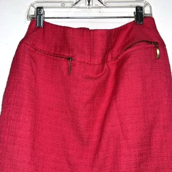 East 5th Pink Textured Knee-Length Skirt With Gold Zipper Accents Size 4 Cotton/ - Picture 5 of 7